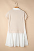 Jet Stream Shirt Collar Buttoned Patchwork Short Sleeve Mini Dress